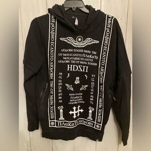 Hudson Outerwear Streetwear Hoodie Size Lg Pullover Black & White‎ Graphics